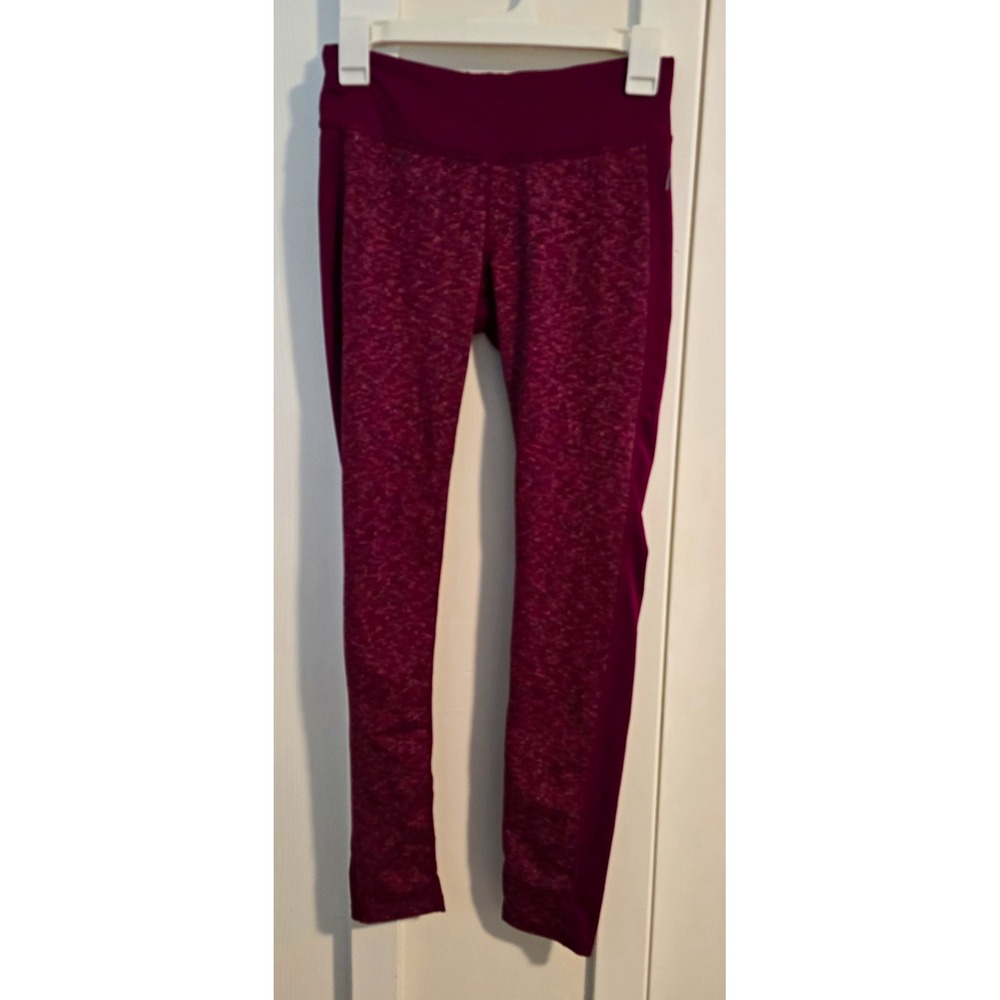 HEAD Women's Burgundy Heathered Ankle Leggings S High Rise Stretch Yoga